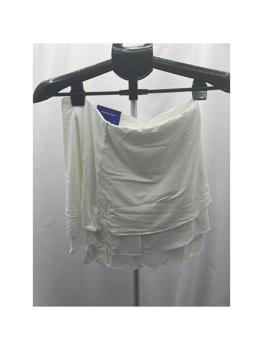 JoyLab Womens High-Rise Skort True White Ruched Ruffle Athletic Skirt Small NEW